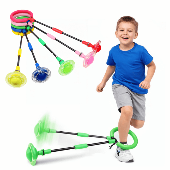 Innotech SC Skip Ball for Kids & Adults, Portable Foldable Flash Wheel Swing Ball, LED Ankle Skip Toy, Sports Fitness Toy for Girls & Boys Ages 5-10+Blue