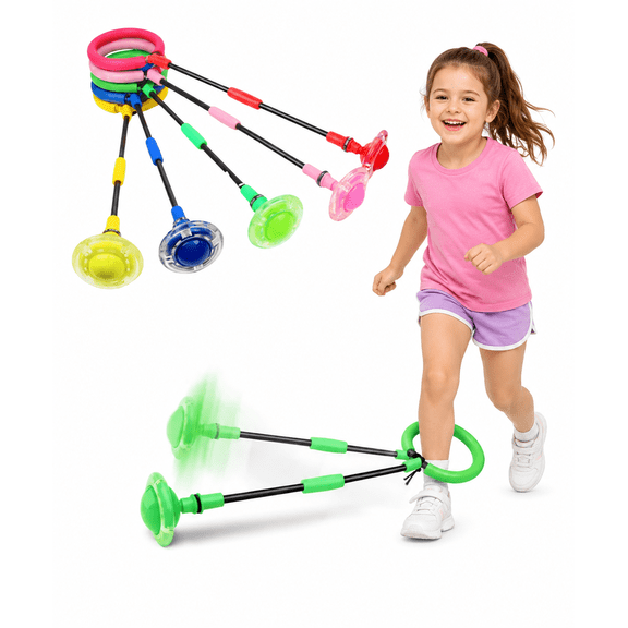 Innotech SC Skip Ball for Kids & Adults, Portable Foldable Flash Wheel Swing Ball, LED Ankle Skip Toy, Sports Fitness Toy for Girls & Boys Ages 5-10+green