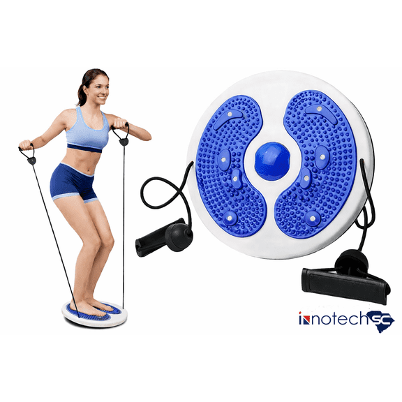 Innotech SC Waist Twister Balance Board with Resistance Bands, Non-Slip Twist Board for Waist, Arms, Hips & Thigh Toning, Core Workout Fitness Equipment for Home Gym, Blue