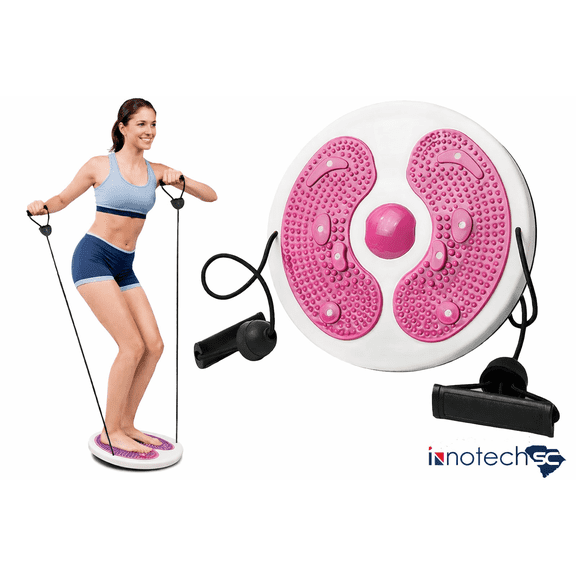 Innotech SC Waist Twister Balance Board with Resistance Bands, Non-Slip Twist Board for Waist, Arms, Hips & Thigh Toning, Core Workout Fitness Equipment for Home Gym- Pink