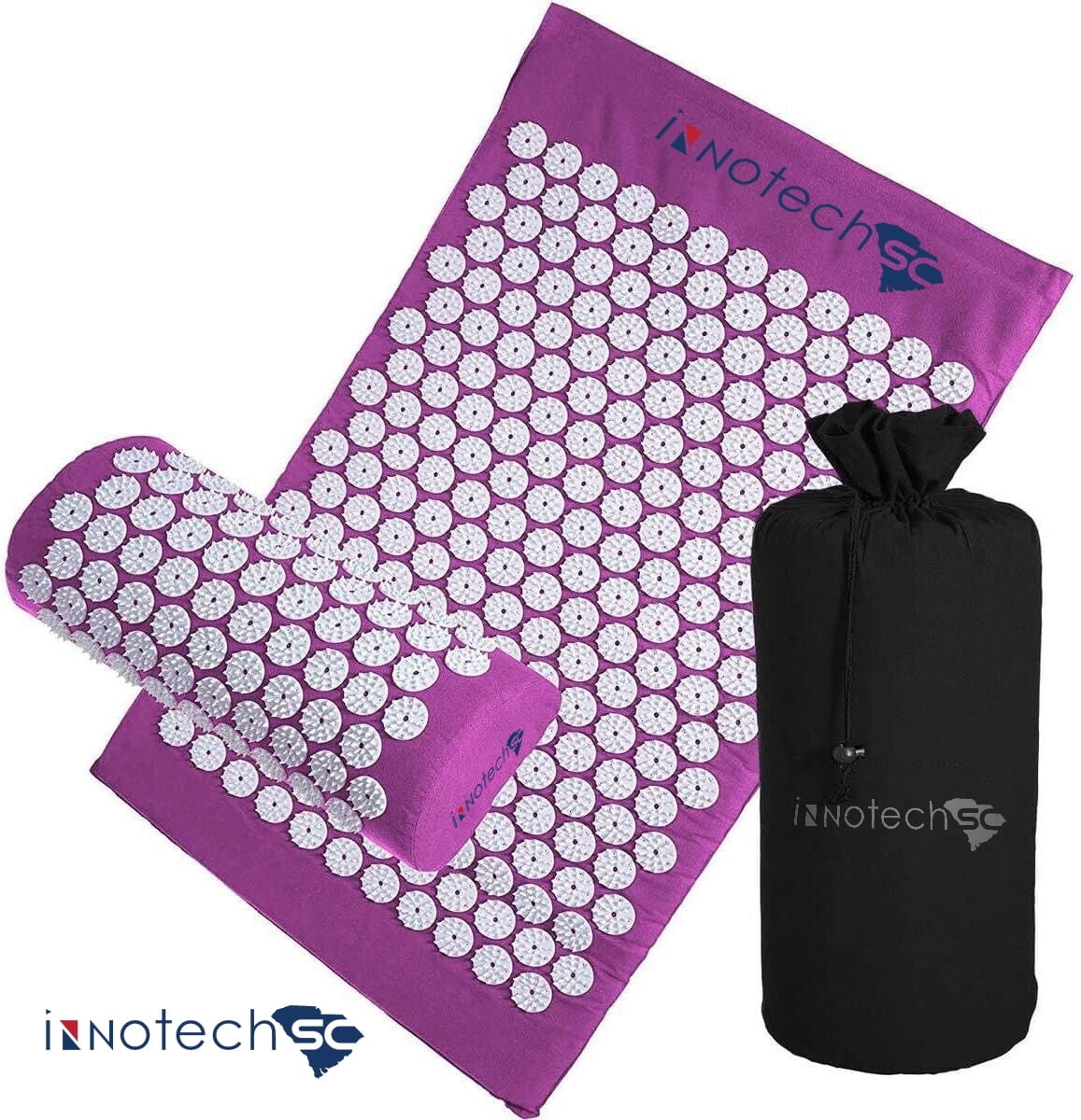 Innotech Sc Acupressure Mat and Pillow Set for Back/Neck Pain Relief and Muscle Relaxation with carrying bag