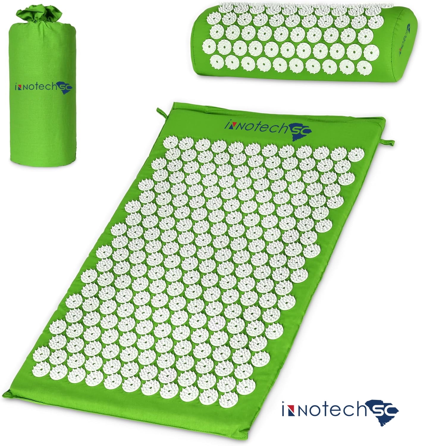 Innotech Sc Acupressure Mat and Pillow Set for Back/Neck Pain Relief and Muscle Relaxation with carrying bag