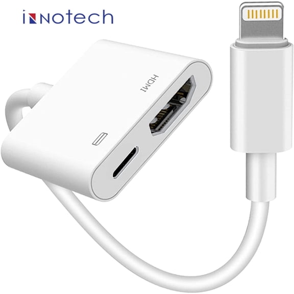 Innotech Sc Lightning to HDTV Digital AV Adapter (Apple MFi Certified) – 1080P HD Video Sync Screen Connector Cable with Charging Port, Compatible with iPhone 14/13/12/11 and iPad on HDTV/Projector