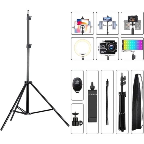 InnotechSC 64" Adjustable Selfie Stick Tripod with Remote & Built-in Flash – Portable Tripod Stand for iPhone, Android, GoPro, Vlogging, Video Recording, Live Streaming, Travel Photography.