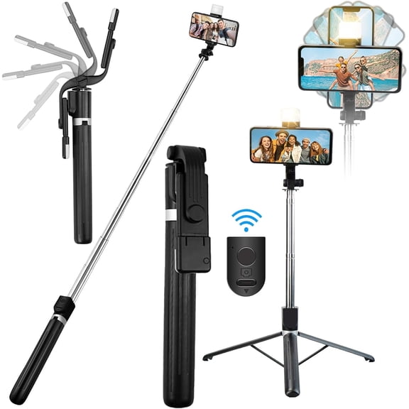 InnotechSC 67'' adjustable Selfie Stick Tripod Remote control with Flash light Tripod for iPhone Android, GoPro Portable Travel Video Recording/Live Streaming/Photography/Vlog