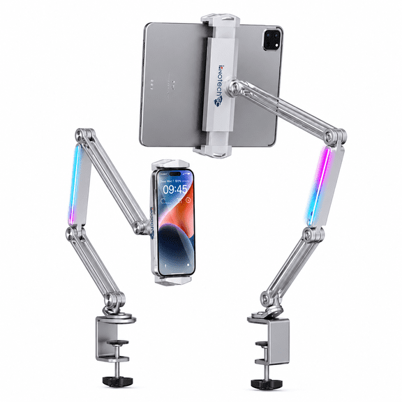 InnotechSC Tablet /Phone mount for desk Aluminum Alloy Tablet Stand Foldable Overhead Arm Holder Mount Fits for 4.7-15.6" Screen Galaxy Tab Series