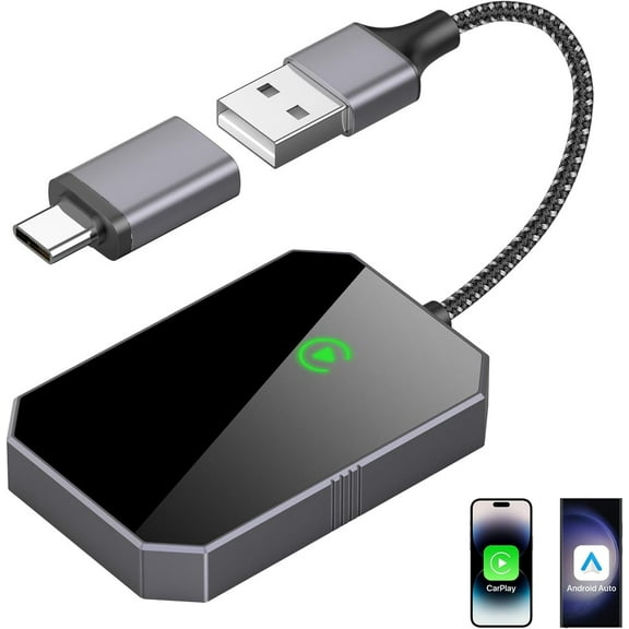 InnotechSC Wireless CarPlay Adapter For Apple & Android Auto Adapter Convert wired Carplay to wireless Control ,Plug & Play Car from 2015+ 