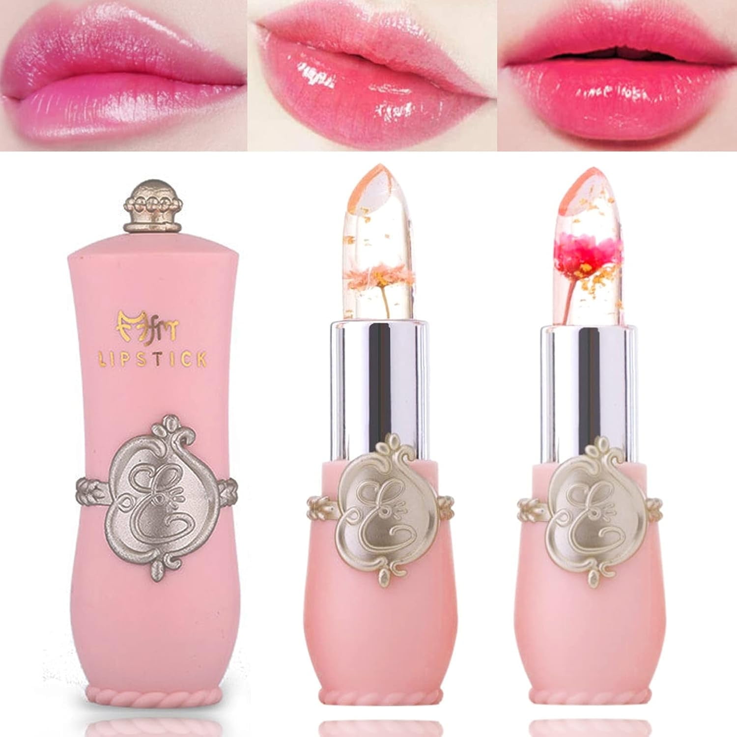 Pakivs Flower Jelly Lippenstift – Magic Farbwechsel Durch Temperatur, Feuchtigkeitsspendend (Red Rose)