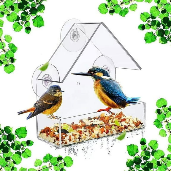 Innotechsc Window Bird Feeder with Strong Suction Cups (Clear) Bird Feeders for Outdoors Window Bird Feeder with Strong Suction Cups for Wild Birds