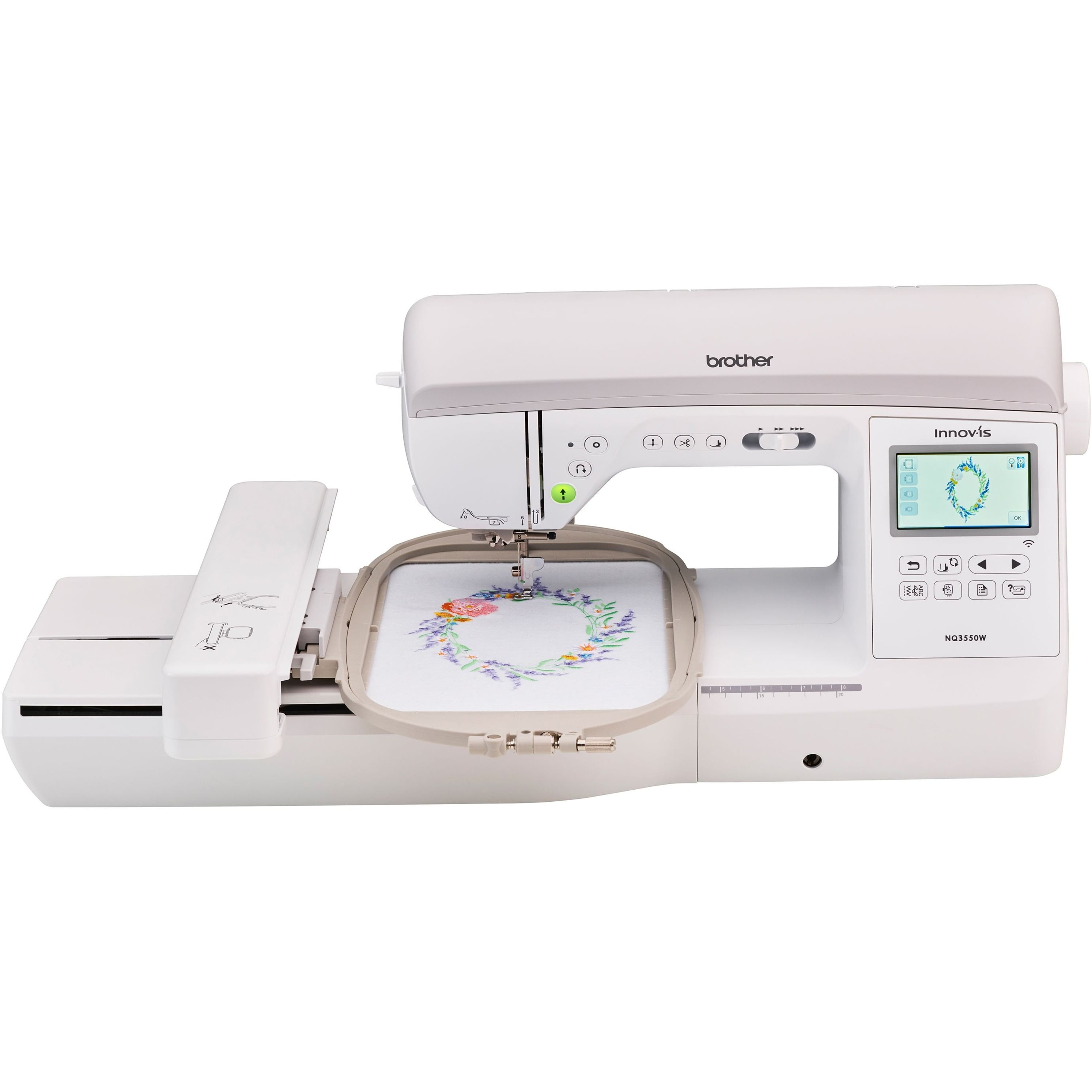 White Computerized Sewing and Embroidery Machine with Wireless Capability