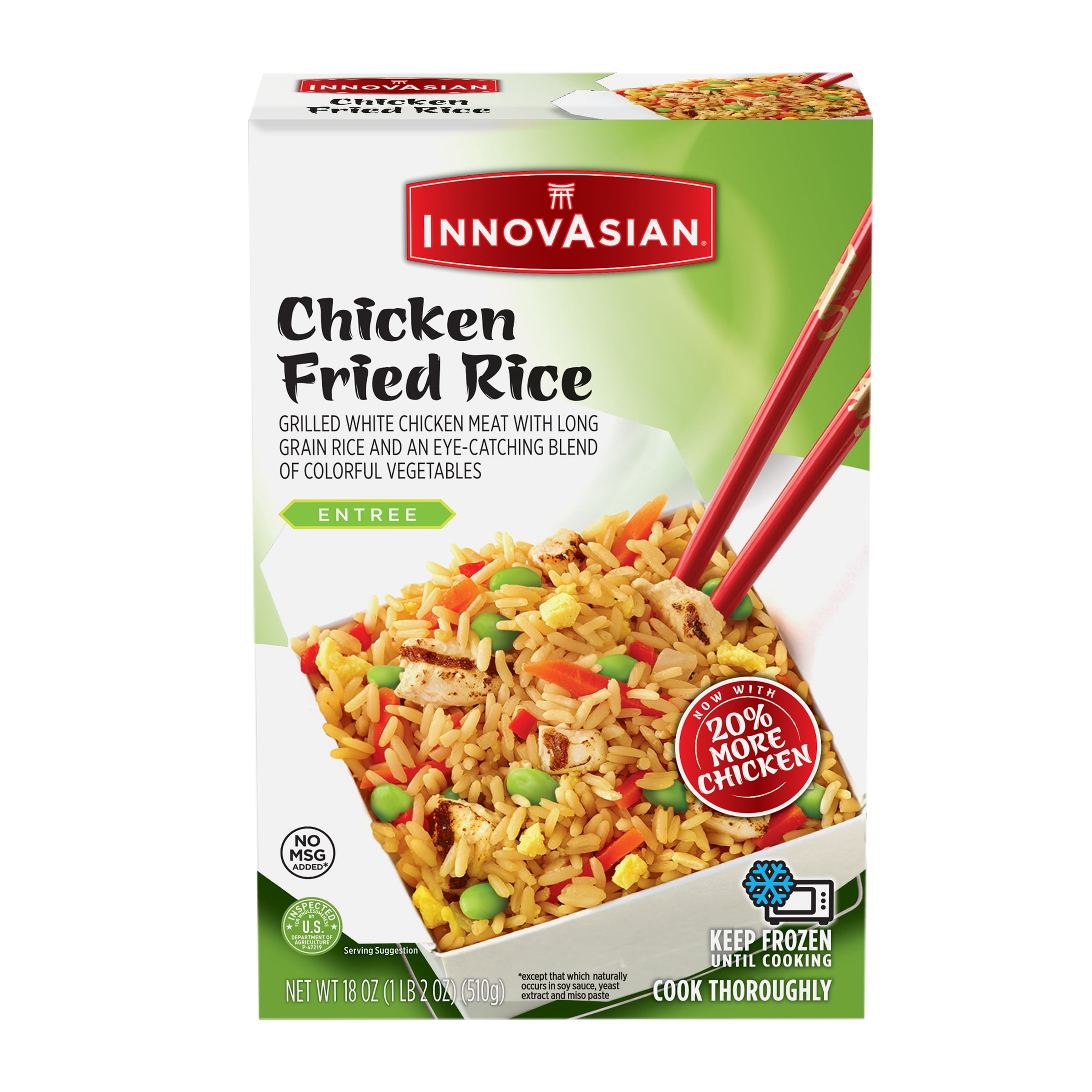 GRILLED CHICKEN BREAST MEAT STIR FRIED WITH AN AUTHENTIC LONG GRAIN RICE AND AN EYE-CATCHING BLEND OF COLORFUL VEGETABLES ENTREE, CHICKEN FRIED RICE