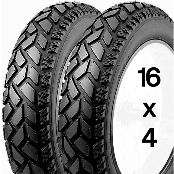 Innova 16x4.0 Fat Tires (Set of 2) - 16x4 Heavy Duty Wire-Bead All-Terrain Electric Bike Tires Non - Fold