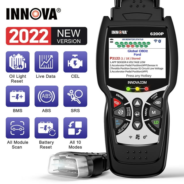 Innova 6200P OBD2 Scanner Auto Scan Tool with Battery Reset Oil Light