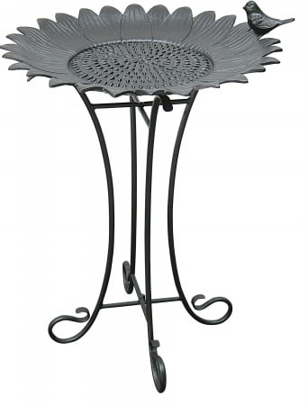 Innova Hearth & Home C874-27 Sunflower Birdbath with wrought Iron Stand Antique Black