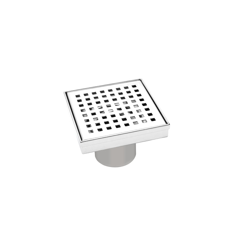 Innova 4" Chrome Stainless Steel Square Shower Drain Grate