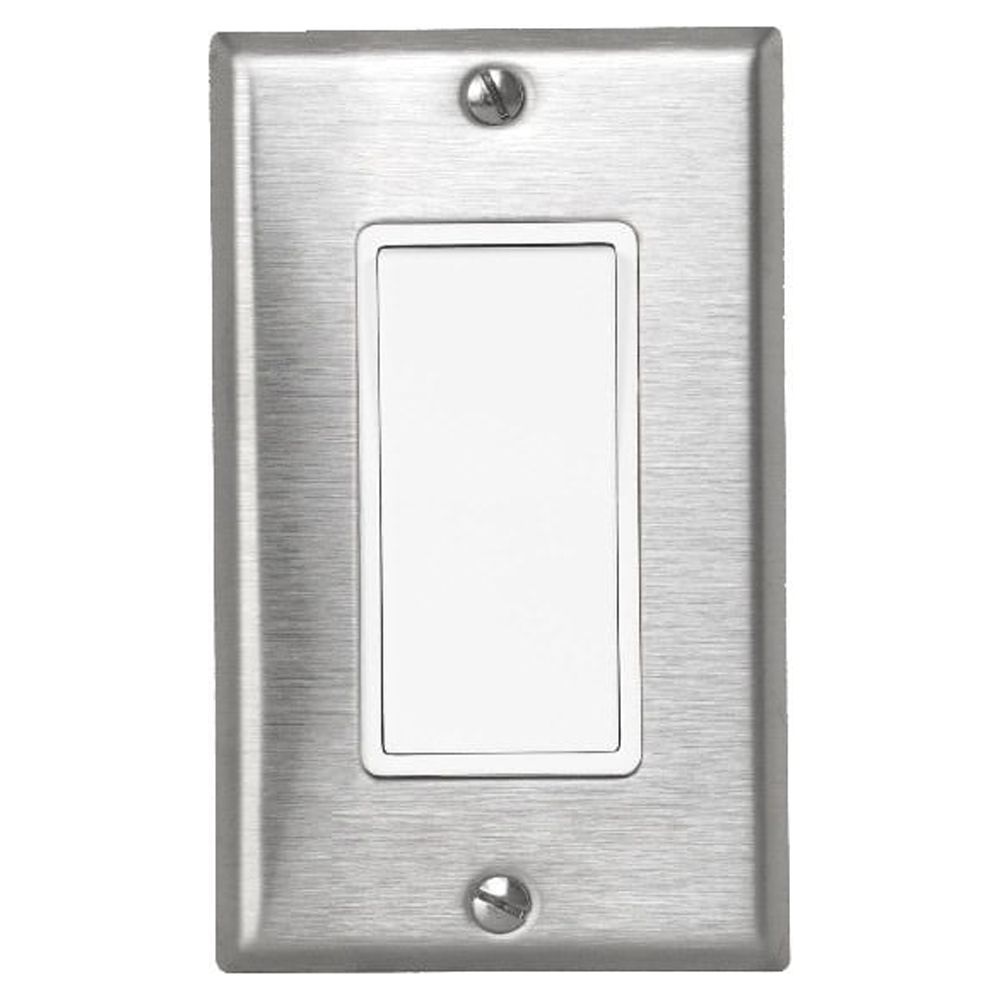 Innova-Simple Switch Wall Plate and Gang Box - 20 Amp Per Pole-Stainless Steel Finish-One Switch What's Included-EFSSPS1