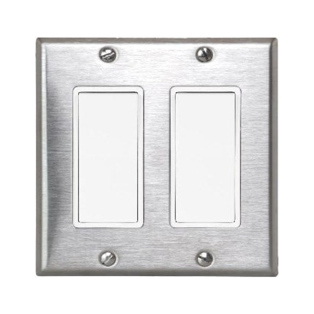 Innova-Simple Switch Wall Plate and Gang Box - 20 Amp Per Pole-Stainless Steel Finish-Two Switch What's Included-EFSSPS2