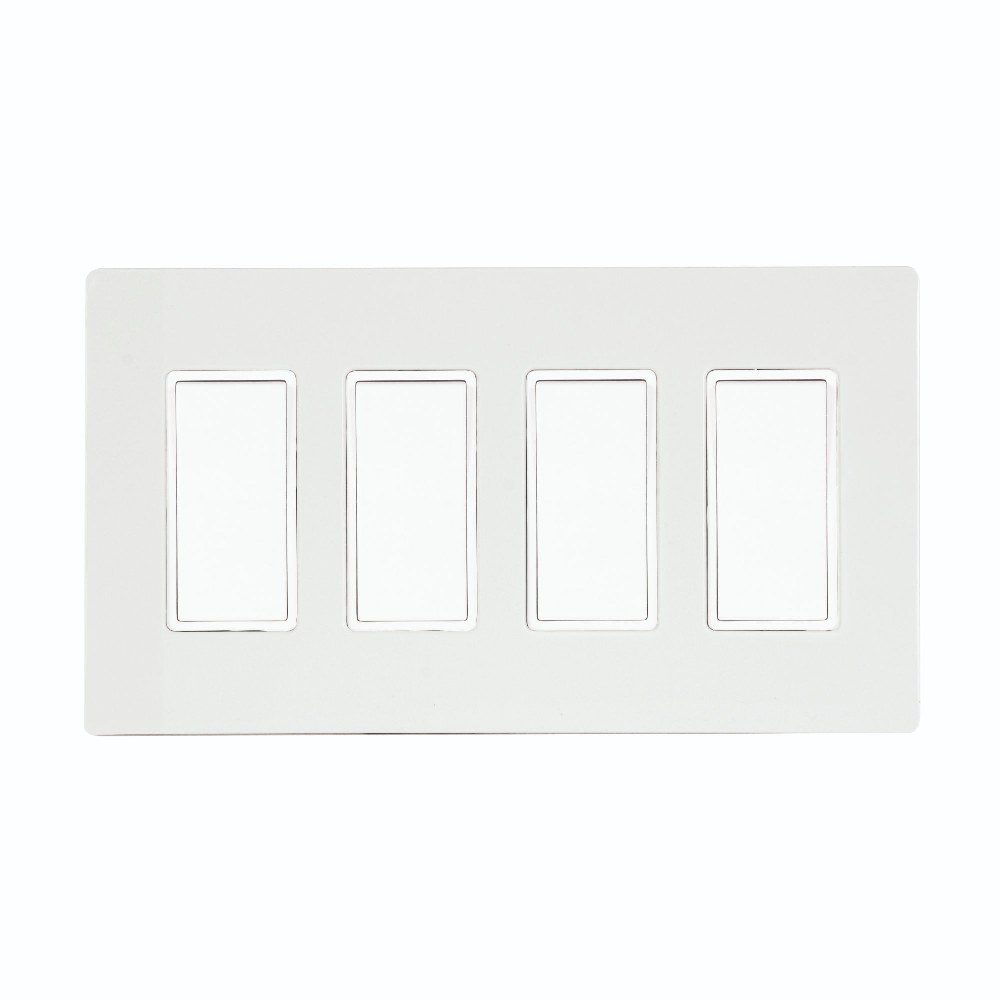 Innova-Simple Switch Wall Plate and Gang Box - 20 Amp Per Pole-White Finish-Four Switch What's Included-EFSSPW4