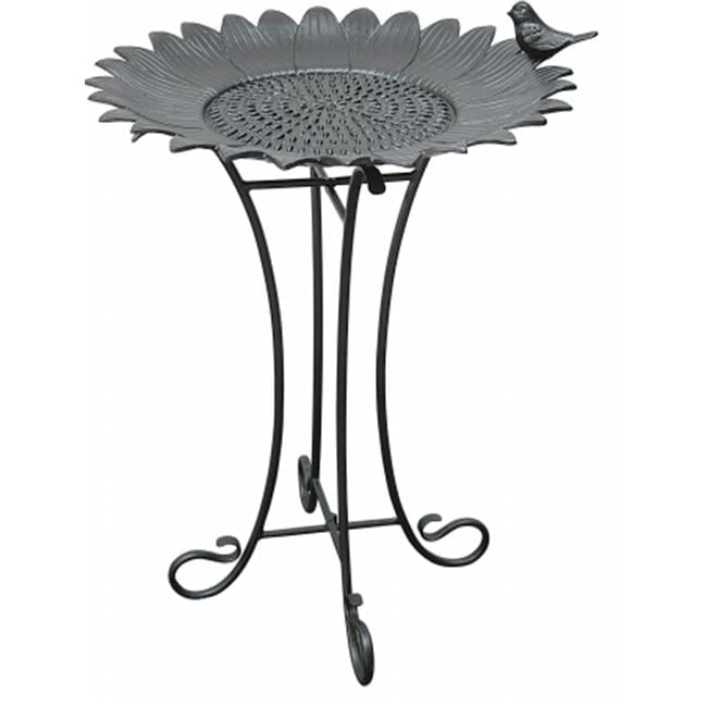 Innova Hearth & Home C874-27 Sunflower Birdbath with wrought Iron Stand Antique Black