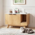 thumbnail image 1 of Innovar Home Cat Litter Box Enclosure, 31.5" Large Wooden Hidden Cat Litter Box Furniture,Indoor Cat Washroom for 2 Cats, Dual-Room Cats Cabinet W/Scratching Pad for Living Room Bedroom,Nature Finish, 1 of 10