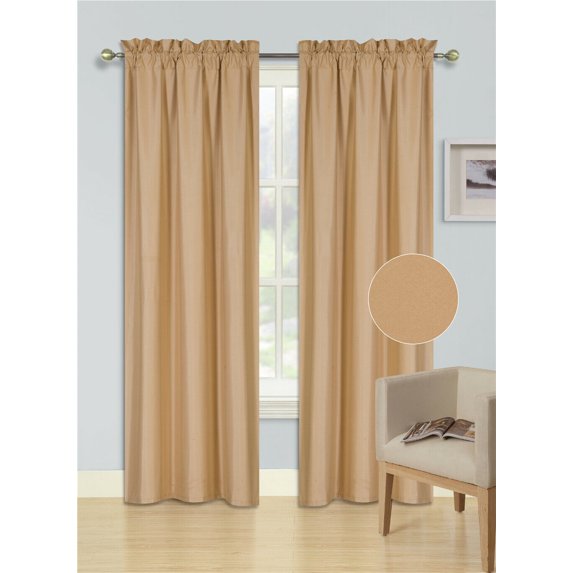 Innovate Two Tone Faux Silk Window Curtain Rod Pocket Solid Color MICROFIBER R64