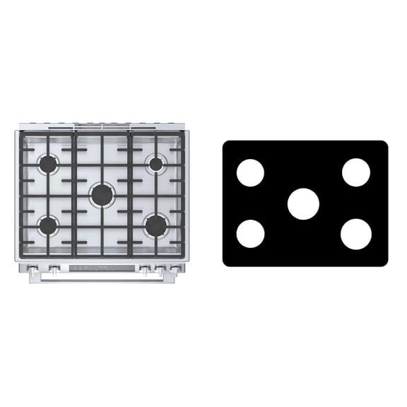 Innovation Liner Custom Fit Reusable Burner Liner for Bosch 30 Inch 5-Burner Gas Range HDI8056U, Heat-Resistant Stovetop Protector and Splatter Guard Cover