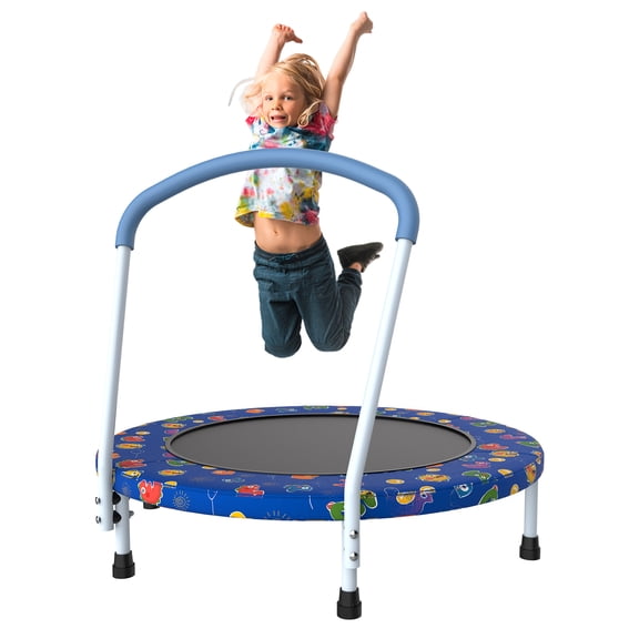 Innovation Works 36" Mini Trampoline for Kids Ages 1-6,No-Gap Safe Design,Indoor Outdoor Trampoline with Handle Fun for Kids