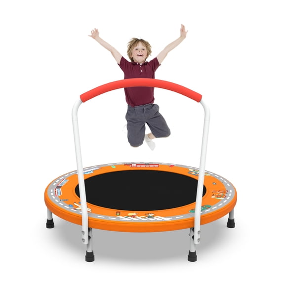 Innovation Works 36" Mini Trampoline for Kids Ages 1-6,No-Gap Safe Design,Indoor Outdoor Trampoline with Handle Fun for Kids
