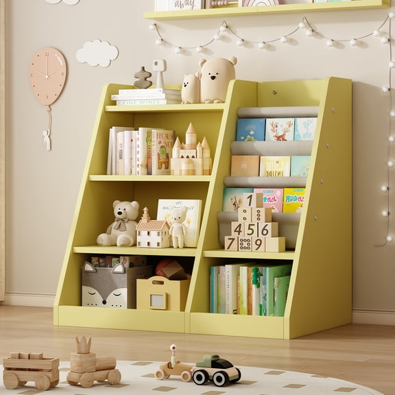 Innovation Works Kids Wooden Bookshelf,Toy Storage Organizer,Children Toddler Book for Bedroom,Nursery