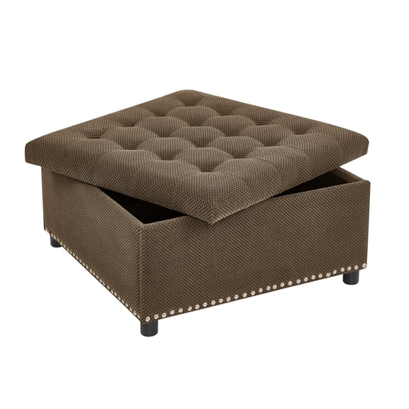 Innovation Works Square Storage Ottoman,Tufted Upholstered Coffee Table with Storage,Oversized Storage Footrest for Living Room