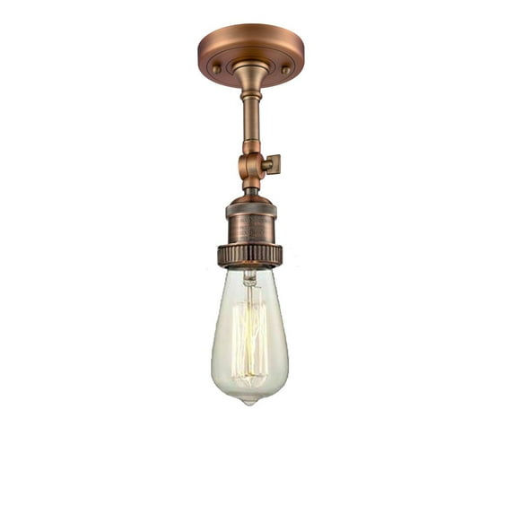 Innovations 1-LT LED Bare Bulb 4.5" Semi-Flush Mount - Antique Copper - 200NH-F-AC-LED