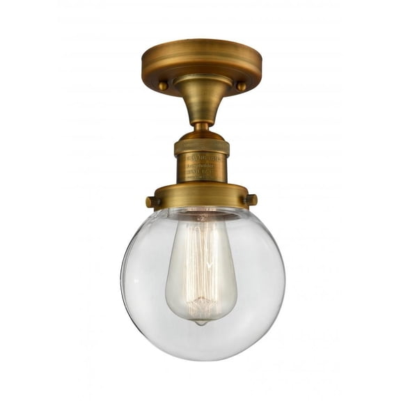 Innovations 1-LT LED Beacon 6" Semi-Flush Mount - Brushed Brass - 517-1CH-BB-G202-6-LED