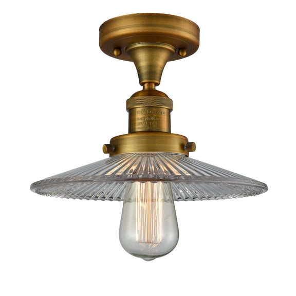 Innovations 1-LT LED Halophane 10" Semi-Flush Mount - Brushed Brass - 517-1CH-BB-G2-LED