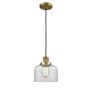 Innovations 1-LT LED Large Bell 8" Mini Pendant - Brushed Brass - 201C-BB-G72-LED
