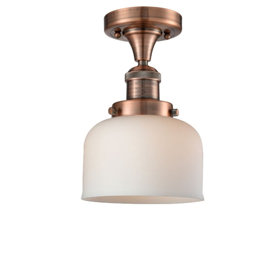 Innovations 1-LT LED Large Bell 8" Semi-Flush Mount - Antique Copper - 517-1CH-AC-G71-LED