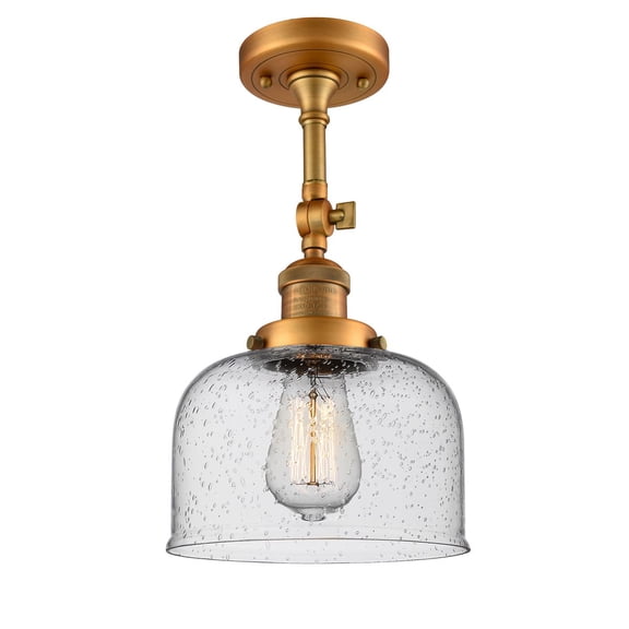 Innovations 1-LT LED Large Bell 8" Semi-Flush Mount - Brushed Brass - 201F-BB-G74-LED