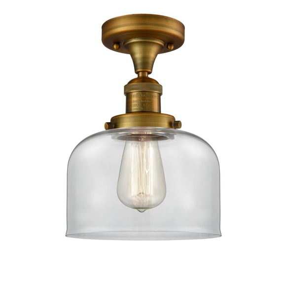 Innovations 1-LT LED Large Bell 8" Semi-Flush Mount - Brushed Brass - 517-1CH-BB-G72-LED
