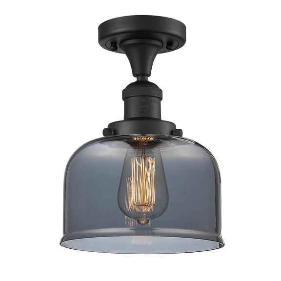 Innovations 1-LT LED Large Bell 8" Semi-Flush Mount - Matte Black - 517-1CH-BK-G73-LED