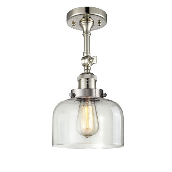 Innovations 1-LT LED Large Bell 8" Semi-Flush Mount - Polished Nickel - 201F-PN-G72-LED