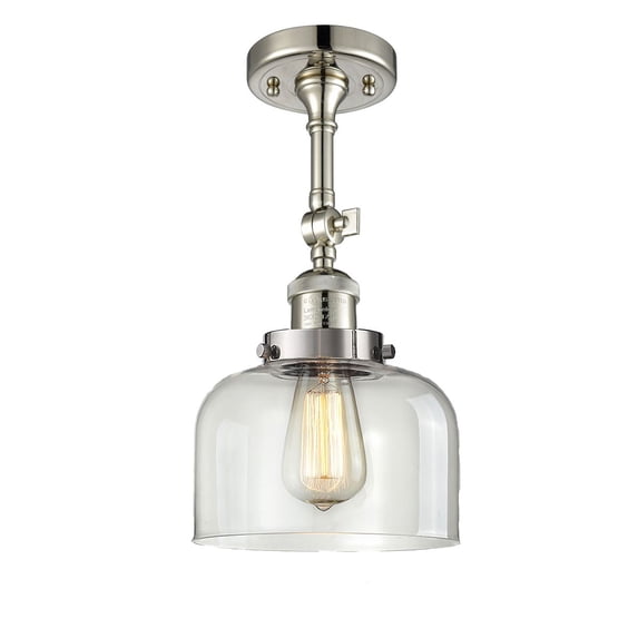 Innovations 1-LT LED Large Bell 8" Semi-Flush Mount - Polished Nickel - 201F-PN-G72-LED