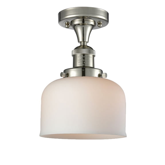 Innovations 1-LT LED Large Bell 8" Semi-Flush Mount - Polished Nickel - 517-1CH-PN-G71-LED