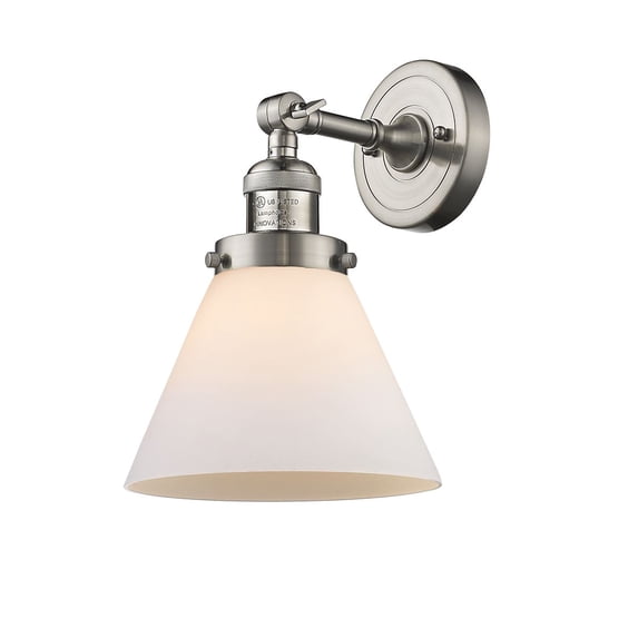 Innovations 1-LT LED Large Cone 8" Sconce - Brushed Satin Nickel - 203-SN-G41-LED