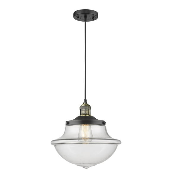 Innovations 1-LT LED Oxford School House 12" Pendant - Black Antique Brass - 201C-BAB-G542CL-LED