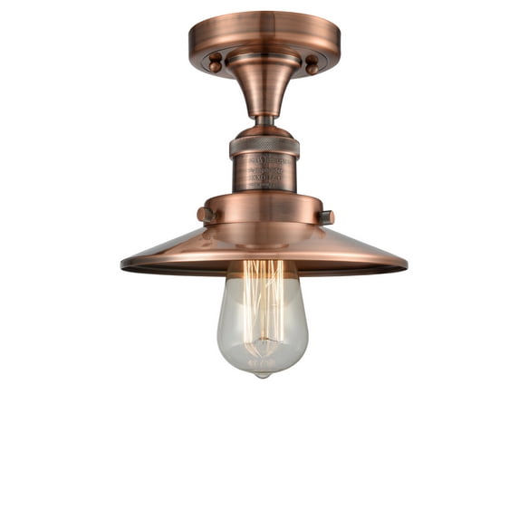 Innovations 1-LT LED Railroad 7" Semi-Flush Mount - Antique Copper - 517-1CH-AC-M3-LED