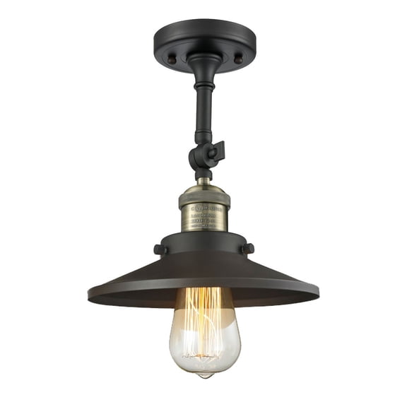 Innovations 1-LT LED Railroad 8" Semi-Flush Mount - Black Antique Brass - 201F-BAB-M6-LED