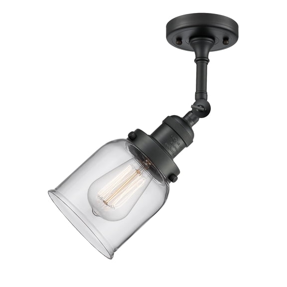 Innovations 1-LT LED Small Bell 5" Semi-Flush Mount - Matte Black - 201F-BK-G52-LED