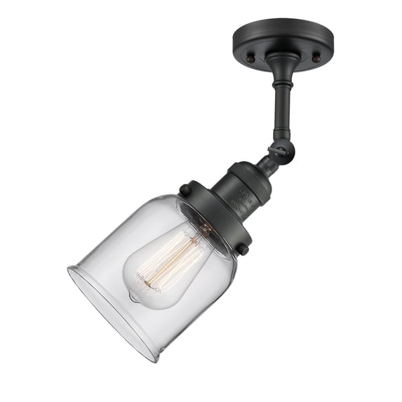 Innovations 1-LT LED Small Bell 5" Semi-Flush Mount - Matte Black - 201F-BK-G52-LED
