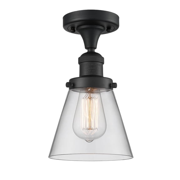 Innovations 1-LT LED Small Cone 6.5" Semi-Flush Mount - Matte Black - 517-1CH-BK-G62-LED