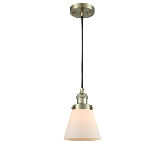 Innovations 1-LT LED Small Cone 6" Mini Pendant - Antique Brass - 201C-AB-G61-LED