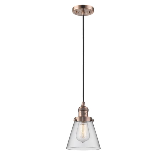 Innovations 1-LT LED Small Cone 6" Mini Pendant - Antique Copper - 201C-AC-G62-LED